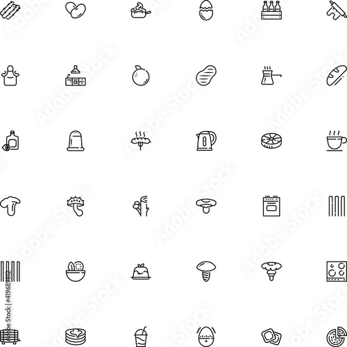 icon vector icon set such as: items, bun, portion, dough, noodle, vege, roasted, winery, mocha, taste, wear, 6 pack, linguine, frankfurter, animal, sour, latte, pizza, loaf, waiter, pressure, juice