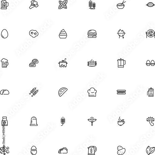 icon vector icon set such as: white background, handmade, indian, cumin seed, brown, cabbage, potato, picnic, conchiglie, swirl, charcoal, foods, calzone, shaker, herbs and spices, bred, arabica
