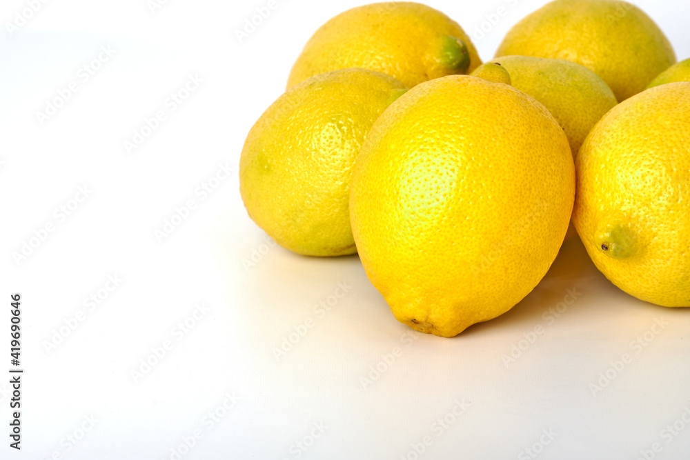 Rich and healthy lemons on white background Rich and healthy lemons on white background