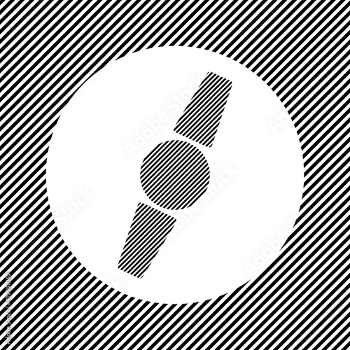 A large wristwatch symbol in the center as a hatch of black lines on a white circle. Interlaced effect. Seamless pattern with striped black and white diagonal slanted lines