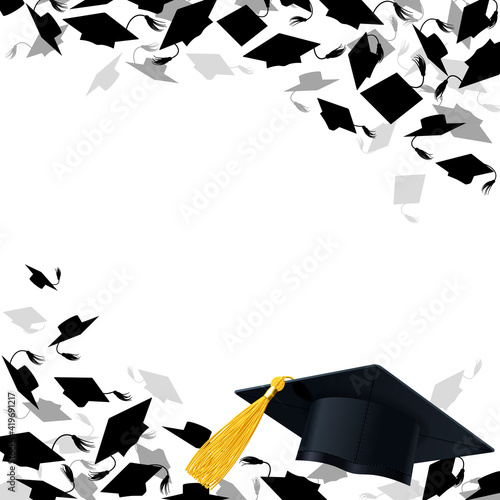 Congratulatory Background with Graduate Caps