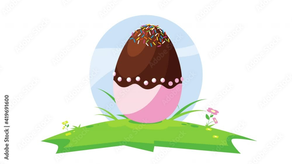 happy easter card with egg painted in camp happy easter card with egg painted in camp