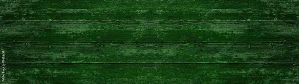 Abstract grunge old dark green painted wooden texture - wood background panorama long banner	
 - obrazy, fototapety, plakaty 
