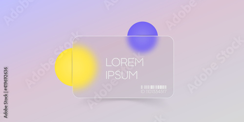 Glassmorphism style. A minimal trendy banner. Magenta and yellow spheres. UI design object. photo