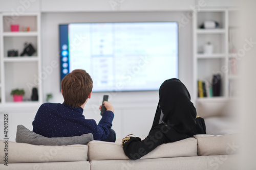 Young muslim couple enjoing time together at home during Ramadan