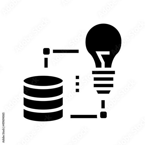 idea realization digital processing glyph icon vector. idea realization digital processing sign. isolated contour symbol black illustration