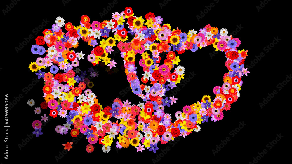 Colorful Sparkling Flowers 3D illustration. Colorful Sparkling Flowers 3D illustration.