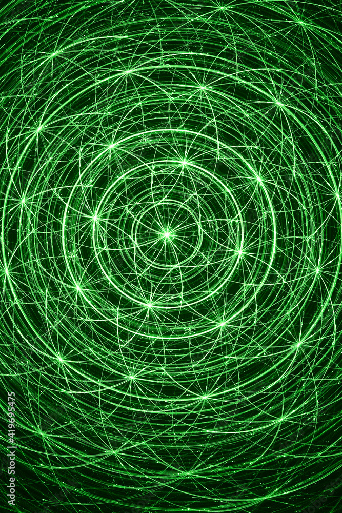 Obraz premium Abstract green digital background made with light brush.