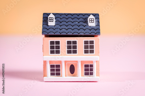 A miniature house from a dollhouse
