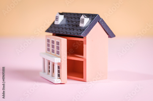 A miniature house from a dollhouse