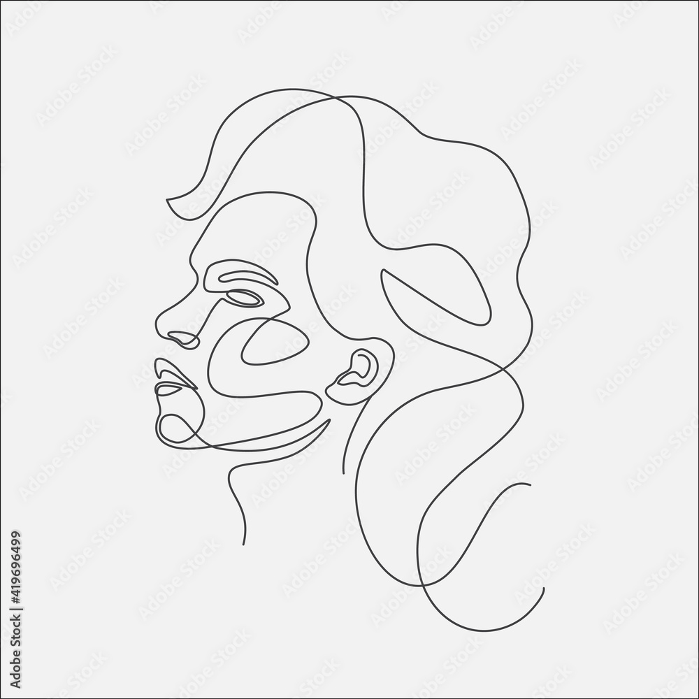 Woman minimal hand-drawn illustration. One-Line style drawing. 