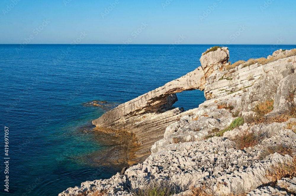 Othoni, Greece, Ionian Islands, Europe, Corfu district, south-west coast of the island double natural arch