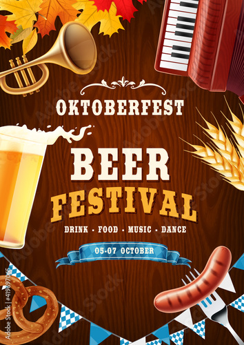 poster for beer festival with wooden background