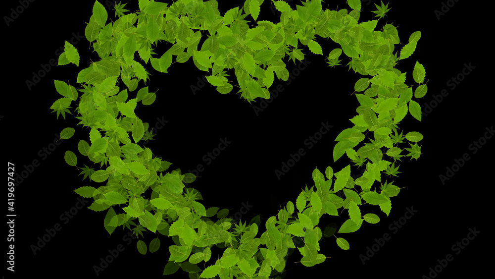 Colorful Sparkling Green Leaves 3D illustration. Colorful Sparkling Green Leaves 3D illustration.