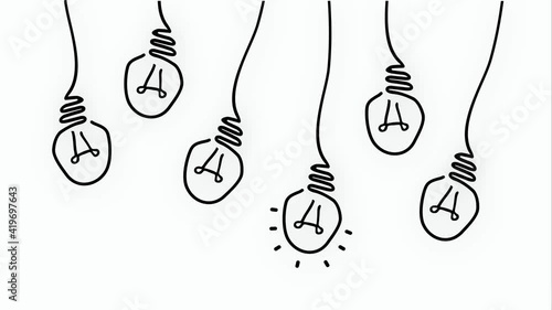 Comic brain electric lamp idea doodle FAQ, business loading concept Fun vector creative light bulb icon or sign ideas Brilliant lightbulb education  or inventions pictogram Think big Great s  lol