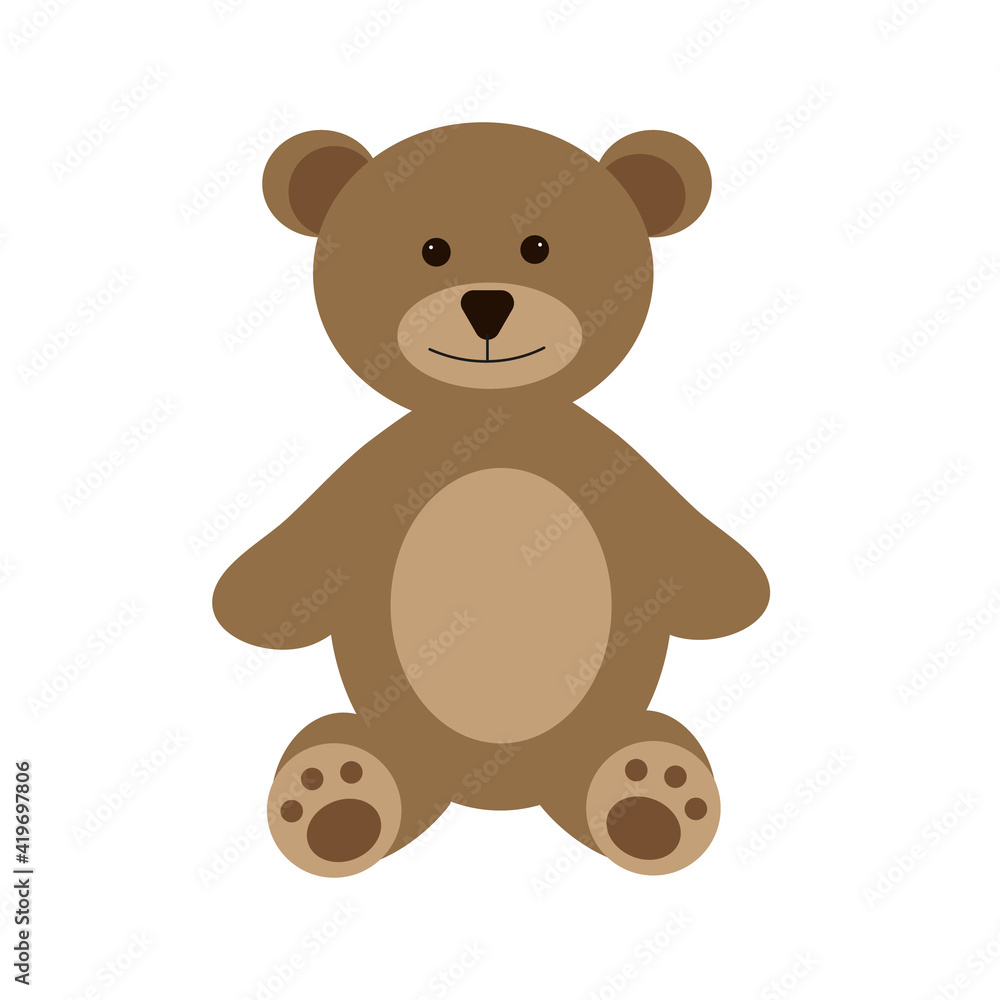 Teddy bear toy on a white background for children's development Teddy bear toy on a white background for children's development