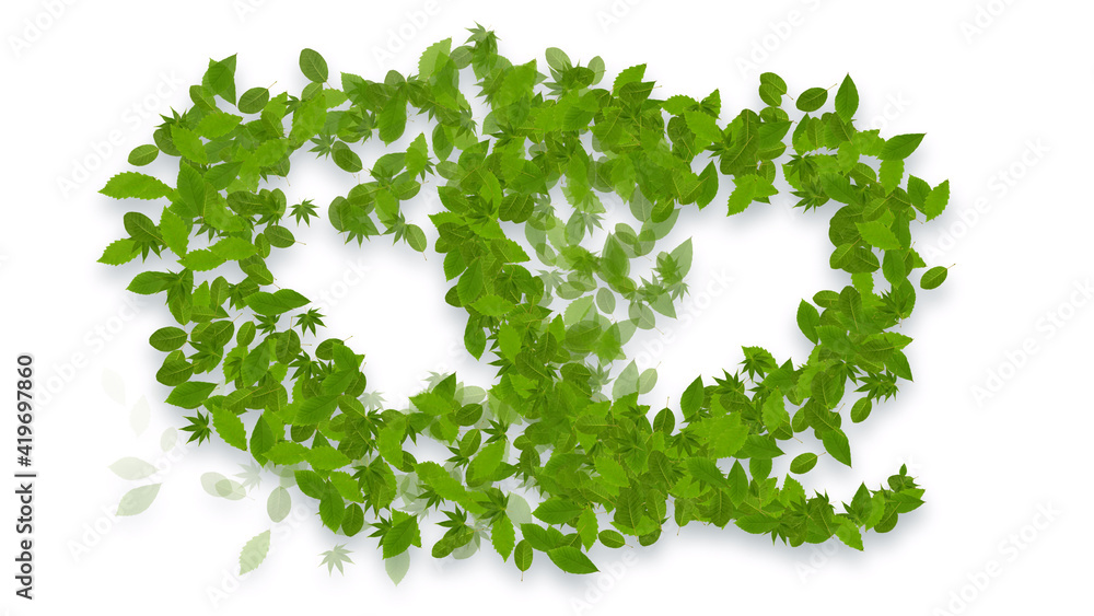 Colorful Sparkling Green Leaves 3D illustration. Colorful Sparkling Green Leaves 3D illustration.