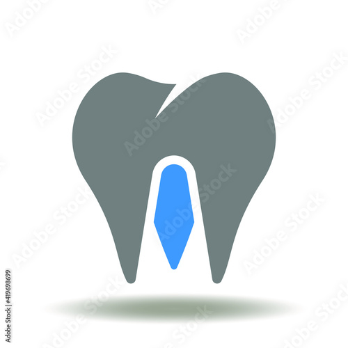 Tooth vector icon. Dental orthodontic stomatology clinic symbol. Dentist care sign.