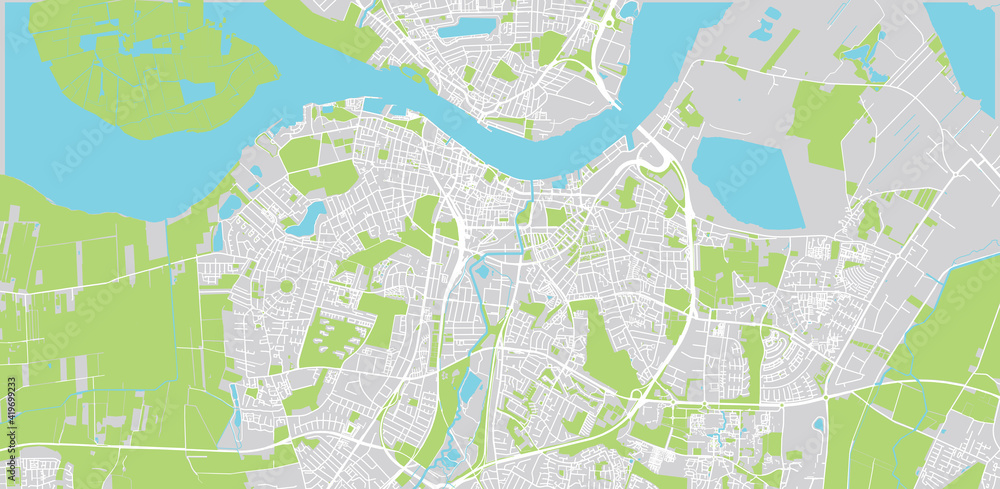 Obraz premium Urban vector city map of Aalborg, Denmark