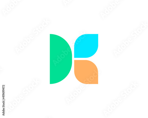 A letter K from abstract multicolors shapes. Application icon logotype design template. Vector icon logo design.