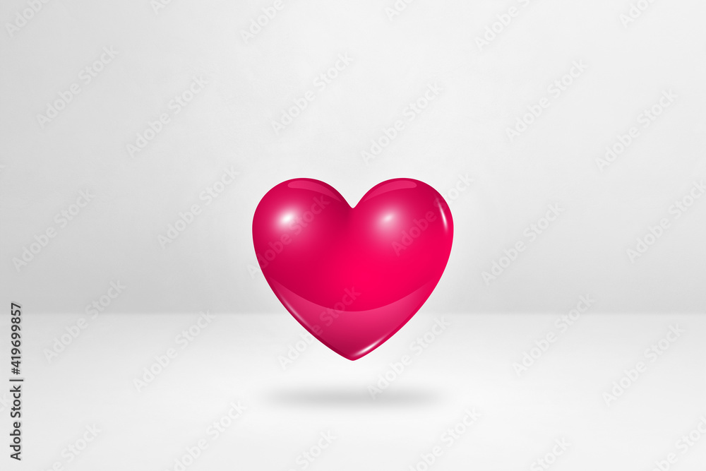 3D pink heart on a white studio background 3D pink heart on a white studio background