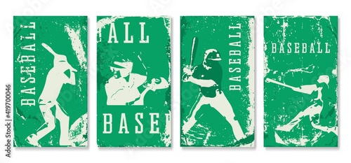 Baseball vintage card, vector illustration. 