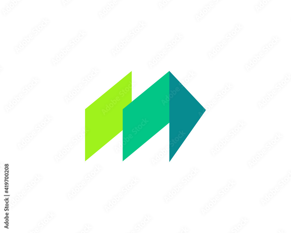 A letter M from abstract multicolors shapes. Application icon logotype design template. Vector icon logo design. A letter M from abstract multicolors shapes. Application icon logotype design template. Vector icon logo design.