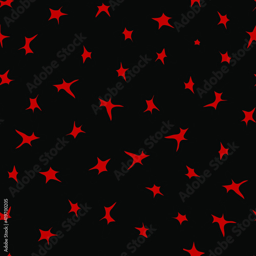 seamless vector pattern with the image of red stars on a black background for prints on fabric