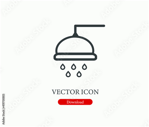 Shower vector icon.  Editable stroke. Linear style sign for use on web design and mobile apps, logo. Symbol illustration. Pixel vector graphics - Vector
