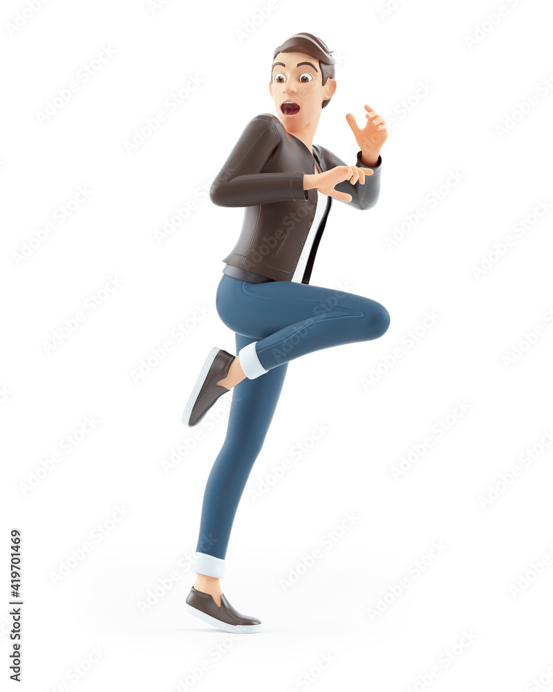 3d cartoon man very scared 3d cartoon man very scared