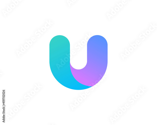 Abstract letter U modern logo icon design concept. Creative bright gradient symbol logotype isolated on white background. Vector illustration.