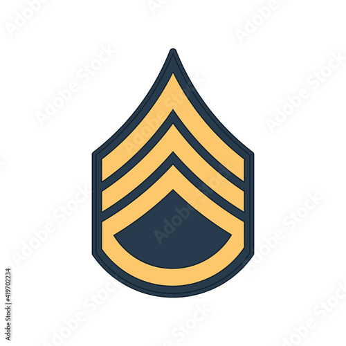 SSG staff sergeant insignia of US army isolated icon. Vector rank of non-commissioned officer armed forces, police enlisted military rank stripe. United States armed forces chevron, sign on uniform