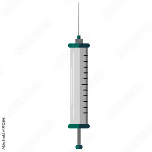 Vektor Illustration einer einfachen Injektionsspritze, Spritze Medizin isoliert auf weißem Hintergrund