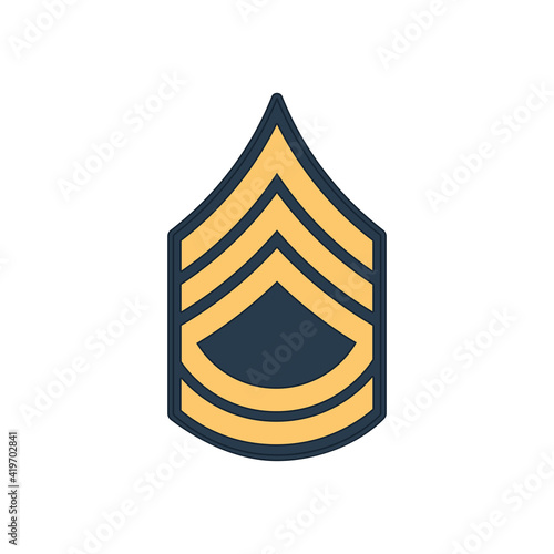 SFC sergeant first class insignia of US army isolated icon. Vector police enlisted military rank stripe, non-commissioned officer appointment. United States armed forces chevron, sign on uniform