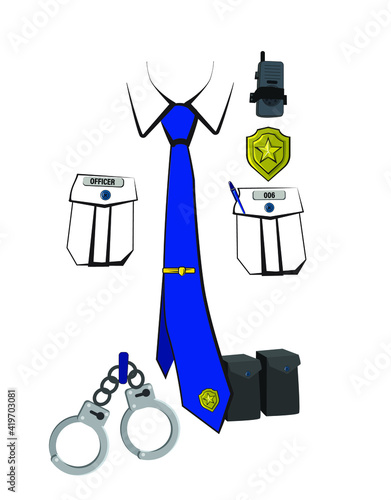 police front uniform with accessories