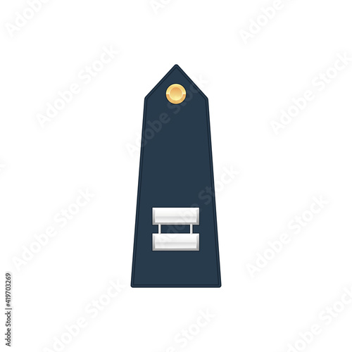 Naval captain enlisted military rank stripe isolated icon. Vector United States marine forces army chevron with two silver stripes, insignia of soldier staff. Military emblem sign on police uniform