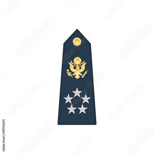 General navy, marine officer air forces rank stripe with eagle and four forces isolated mockup Fototapet