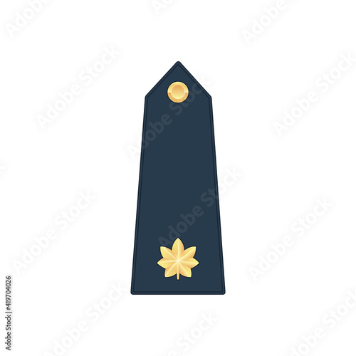 Lieutenant Commander military stripe isolated insignia icon. Vector marine major navy officer commander, air forces and army rank. Enlisted military army chevron, sign or badge on uniform photo