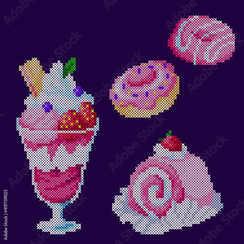 vector illustration embroidery sweets