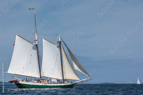 USA, Massachusetts, Cape Ann, Gloucester. Gloucester Schooner Festival, schooner parade of sail. photo
