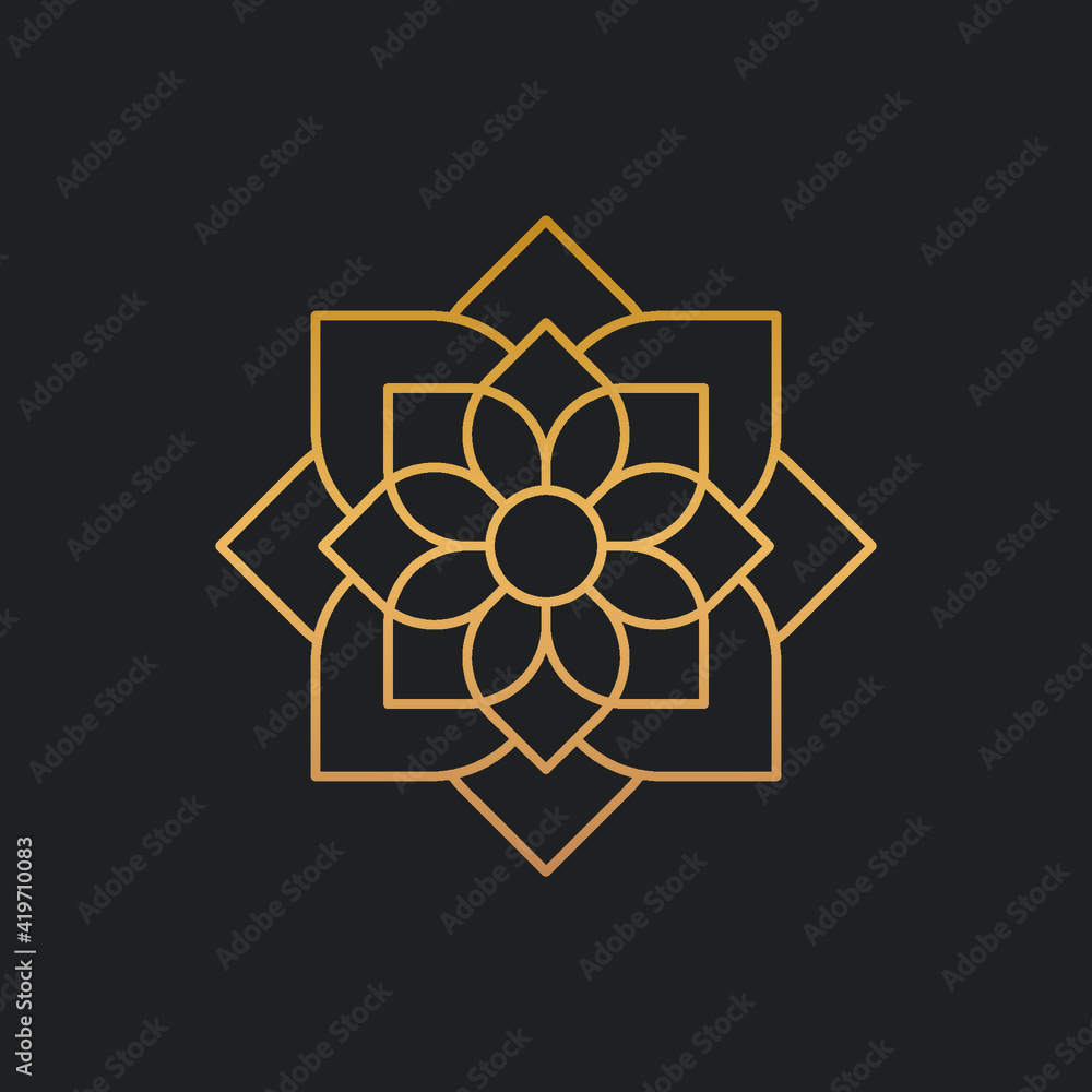 Golden linear floral ornament vector Golden linear floral ornament vector