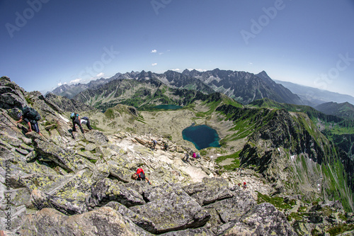 Tatry Wysokie, droga z Doliny Pięciu Stawów na Świnicę