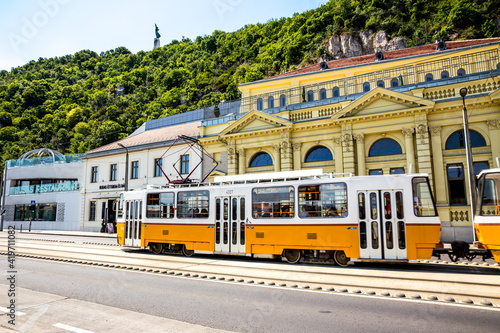 Tram in the streets of Budapest, Hungary