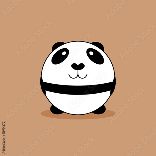 cute little round baby panda on brown background – vector illustration