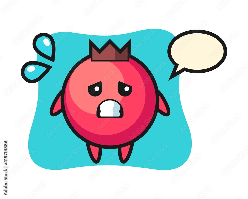 Cranberry mascot character with afraid gesture Cranberry mascot character with afraid gesture
