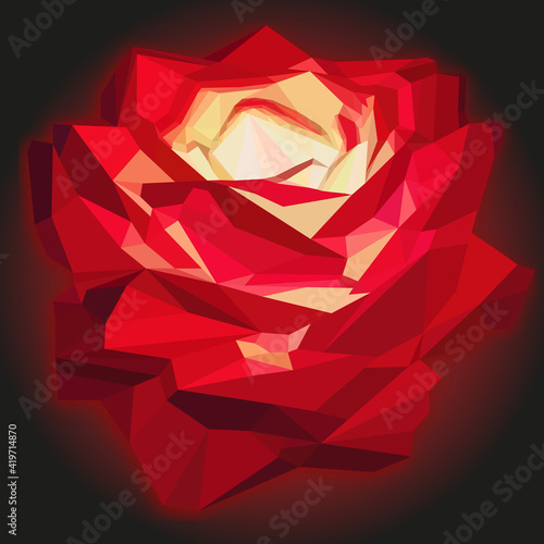crystal rose in low poly style