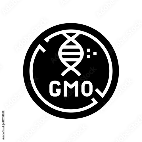 gmo genetic product free glyph icon vector. gmo genetic product free sign. isolated contour symbol black illustration