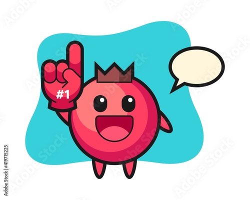 Cranberry illustration cartoon with number 1 fans glove