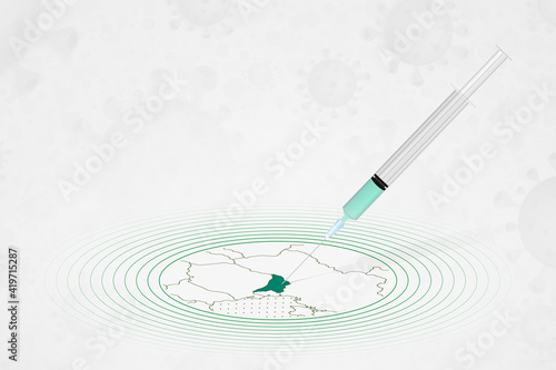 Moldova vaccination concept, vaccine injection in map of Moldova. Vaccine and vaccination against coronavirus, COVID-19.