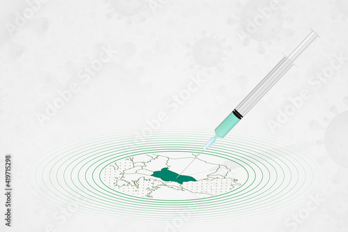 Bulgaria vaccination concept, vaccine injection in map of Bulgaria. Vaccine and vaccination against coronavirus, COVID-19.